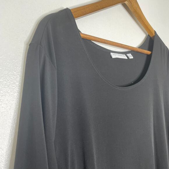 Susan Graver Black Dress Size 2X Stretch Liquid Knit Short Sleeve Minimalist - Picture 2 of 7